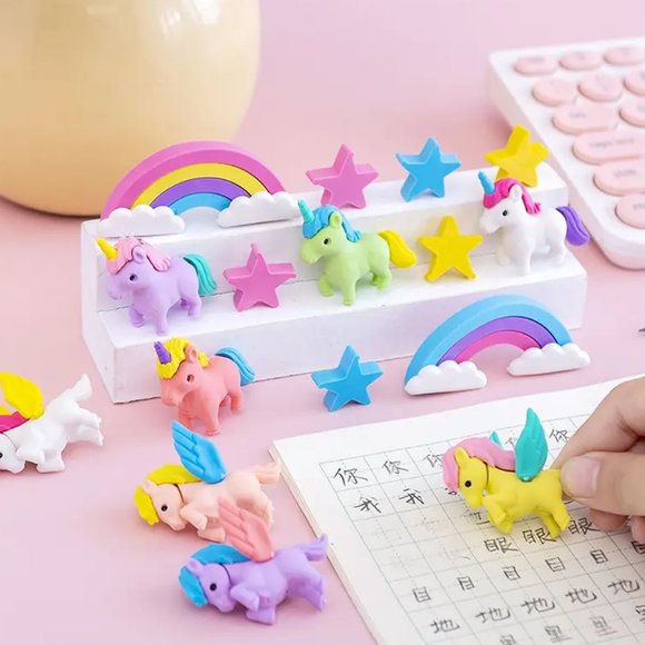 Rainbow Pentagon Eraser in Unicorn for Schooling Students - Picture 2 of 5